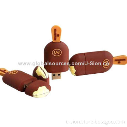 PVC Cute USB Stick in Ice Cream Shape, Customized Designs are Accepted